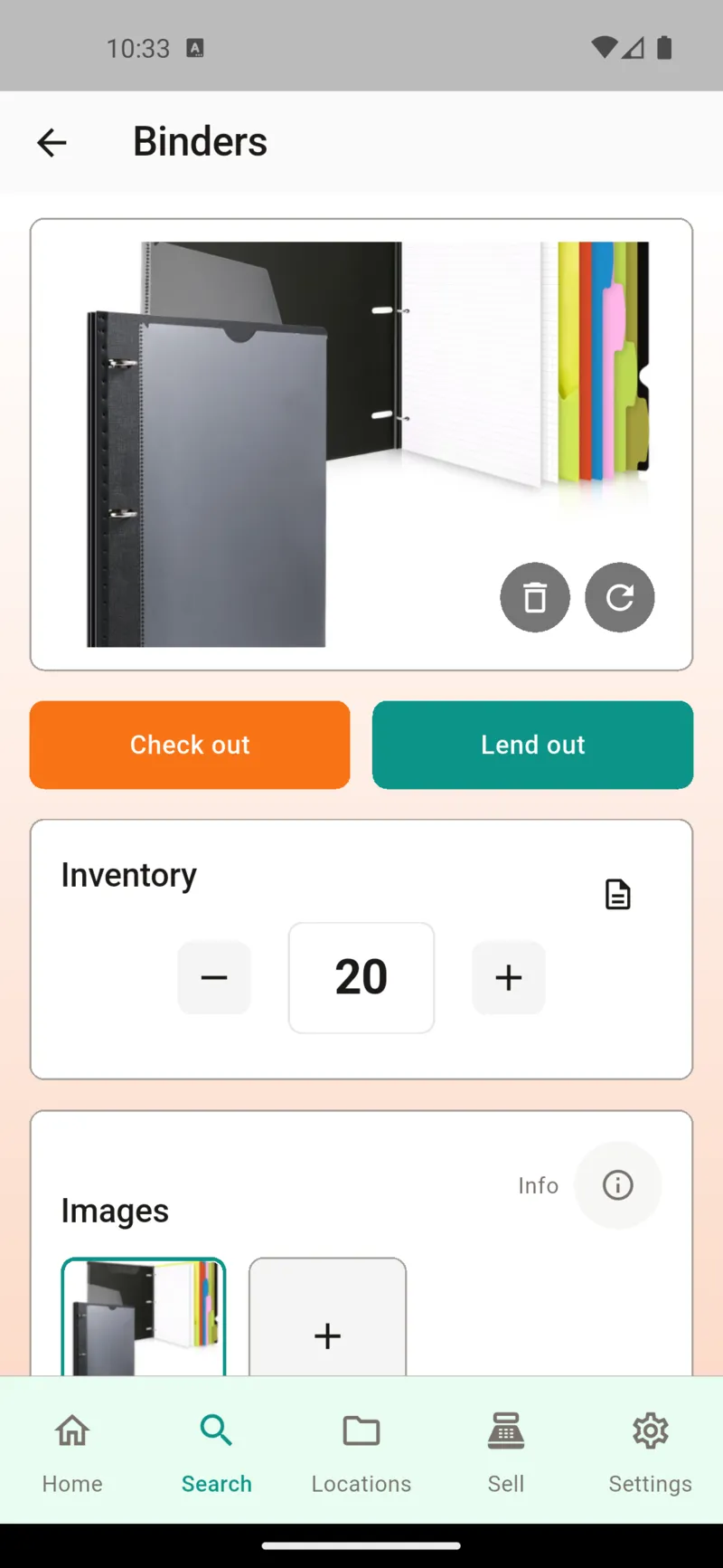 Inventory counter with plus/minus controls