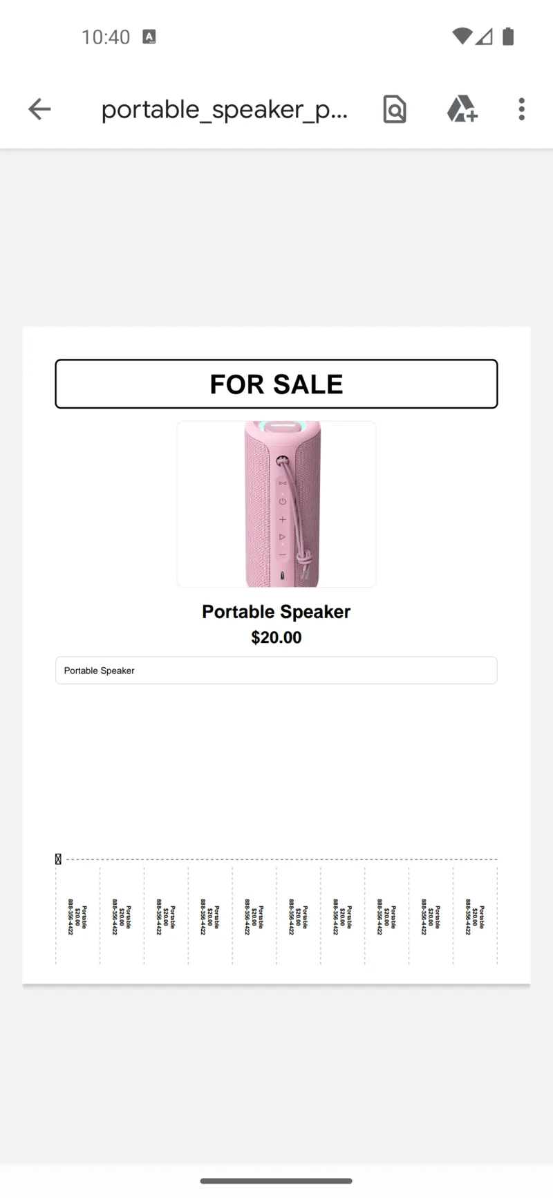 QR code flyer with tear-off tabs