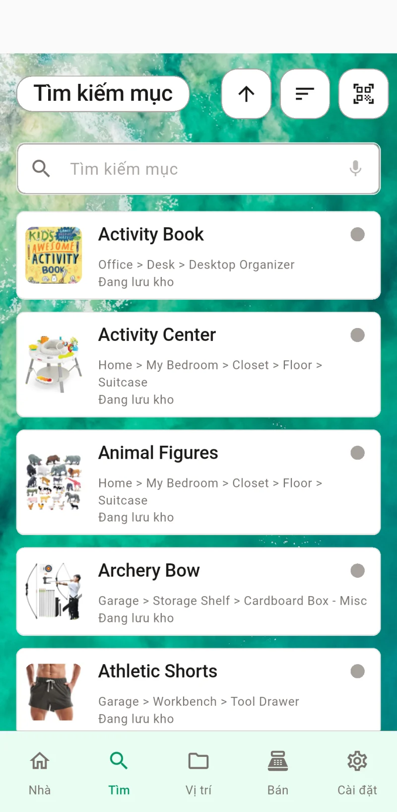 Hình thu nhỏ Danh Sách Vật Phẩm